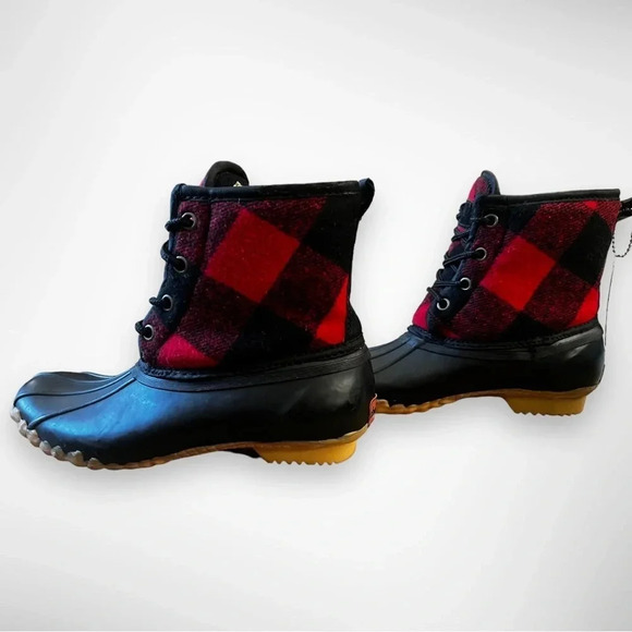 NEW CHOOKA Women's Eastlake Duck Boot Red And Black Plaid Rain Boots Sz 6 | NWT - Picture 9 of 10